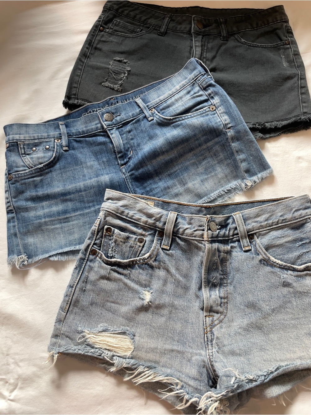 3-Pair Denim Cutoff Shorts Bundle Size 25 Levi’s COH William Rast